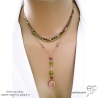 bijou créateur français collier cravate rose et vert, en pierres semi-précieuses sur argent ou plaqué or, artisanal