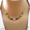 Collier en calcédoine rose, péridot, rubis, chaîne fine plaqué or ou argent, fait main, création by Alicia