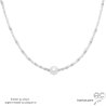 Collier femme ras de cou perles d'eau douce blanches argent fait main créateur français