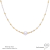 Collier femme ras de cou perles d'eau douce blanches plaqué or fait main créateur français