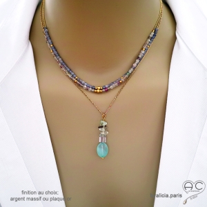 collier pierres naturelles pastel artisanal fait main créateur français