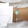 Bracelet en calcédoine aqua, fluorite et améthyste claire, pierres naturelles sur élastique, fait main, création by Alicia
