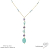 collier cravate pierres naturelles pastel calcédoine, fluorite, améthyste, plaqué or ou argent, fait main en France