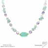 collier pierres naturelles pastel calcédoine, fluorite, améthyste, plaqué or ou argent, fait main en France