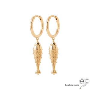 boucles oreilles poisson créoles plaqué or