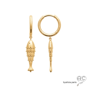 boucles d'oreilles poisson plaqué or femme