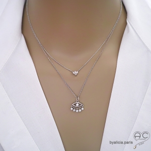 bijou collier femme argent et brillant
