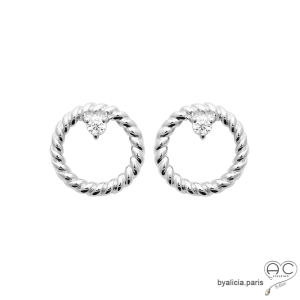 boucles d'oreilles argent et zirconium