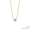 Collier plaqué or avec solitaire en zirconium brillant