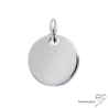 Pendentif grande médaille ronde en argent 925 rhodié