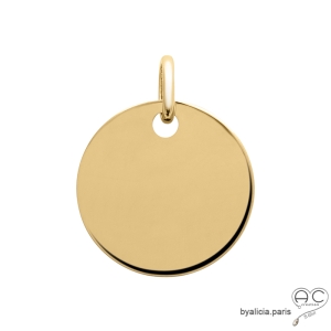 Pendentif grande médaille ronde en plaqué or