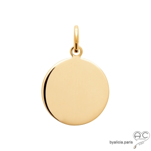 Pendentif grande médaille ronde en plaqué or