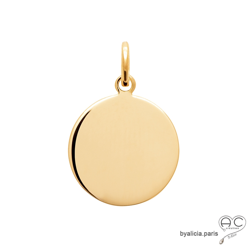 Pendentif grande médaille ronde en plaqué or