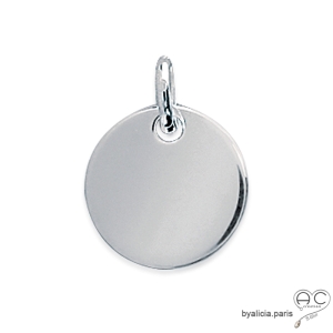 Pendentif médaille ronde, taille moyenne en argent 925 rhodié