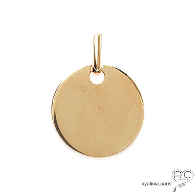 Pendentif médaille ronde, taille moyenne en plaqué or