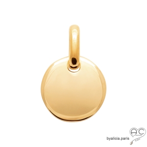 Pendentif petite médaille ronde, bombée des deux côtés en plaqué or