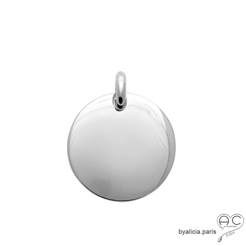 Pendentif petite médaille ronde bombée des deux côtés en argent 925