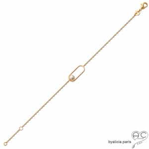 bracelet fin en plaqué or et perle