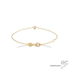 Bracelet fin avec fleur brillante en zirconium et plaqué or 3MIC, femme