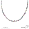Collier fluorite, ras de cou plaqué or ou argent et pierre naturelle pastel fait main en France