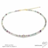 collier pastel ras de cou créateur en pierre semi-précieuse fluorite réalisé à la main en France
