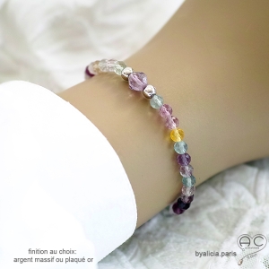 Bracelet en fluorite, argent, fait main, création by Alicia