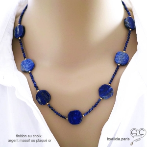 pierre lapis-lazuli collier femme ras de cou créateur unique fait en France