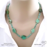 bijou femme collier vert en pierre naturelle chrysoprase finition argent ou plaqué or, artisanal