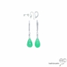 boucles d'oreilles argent et chrysoprase pierre naturelle verte fait main