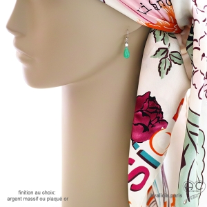 boucles d'oreilles pierre naturelle verte chrysoprase et argent 925