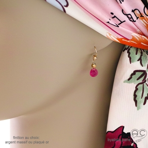 Boucles d'oreilles agate rose et plaqué or, pierre naturelle, fait main, création by Alicia