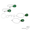 boucles d'oreiles agate verte avec differentes attaches en argent massif fait main
