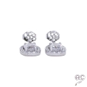 Boucles d'oreilles pendantes argent 925 rhodié zirconium blanc