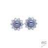 Boucles d'oreilles perles grises argent 925 rhodié zirconium blanc
