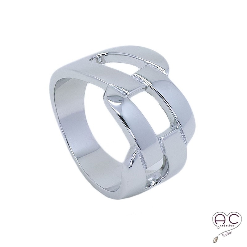 Bague anneau argent 925 rhodié