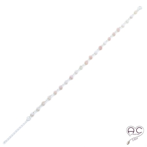 Bracelet pierre semi-précieuse opale rose et plaqué or