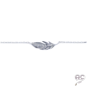 Bracelet plume argent 925 rhodié 