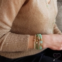 Bracelet pierres semi-précieuses vertes claires, préhnite, plaqué or