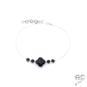 Bracelet onyx et spinelle, pierres naturelles noir sur une chaîne en argent 925  rhodié, fait main, création by Alicia