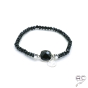 Bracelet onyx et spinelle noir, pampille argent 925, pierres semi-précieuses, femme, bohème, création by Alicia
