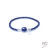 Bracelet lapis lazuli pampille argent 925 pierre semi-précieuse