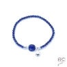 Bracelet lapis lazuli pampille argent 925 pierre semi-précieuse